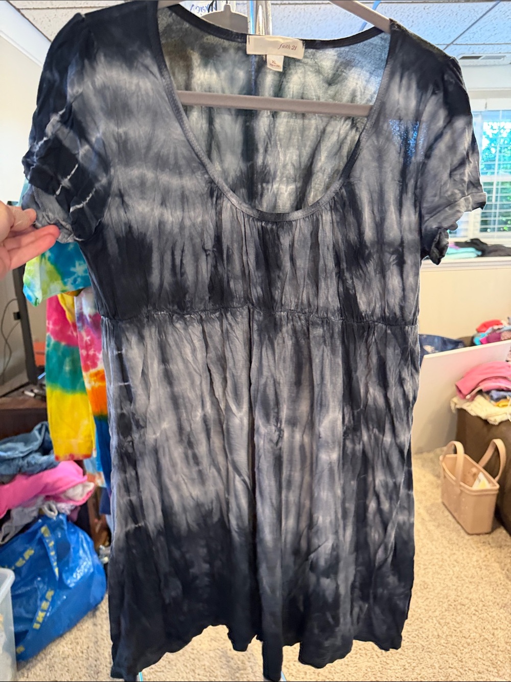 Faith 21 forever 21 extra large juniors black-and-white tie-dye tunic top dress